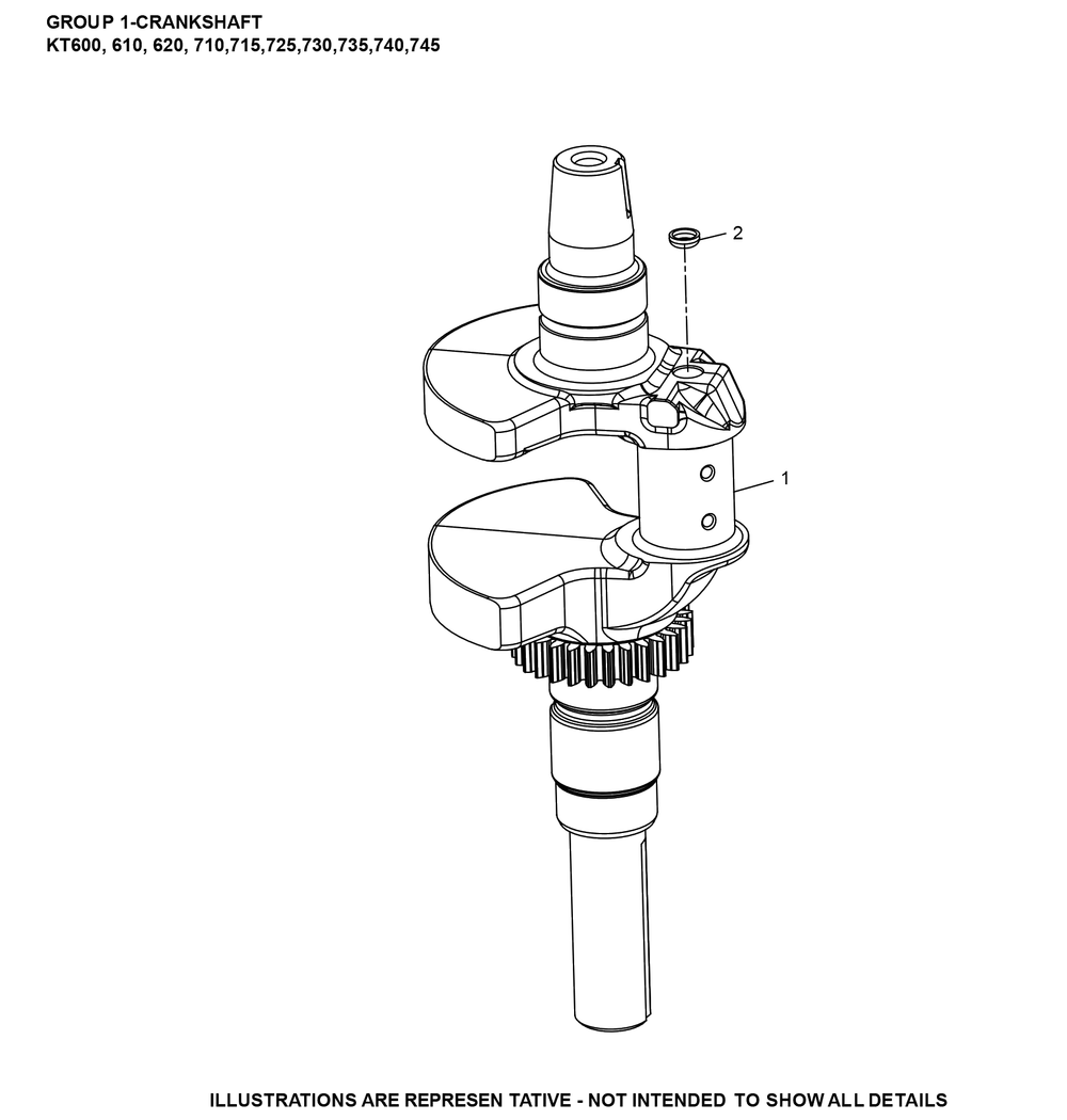 Kt735-3104 Crankshaft Diagram and Parts List for KT735-3104  Cub Cadet Lawn Tractor